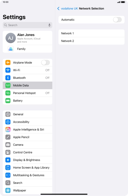 If you turn off the function, press the required network.