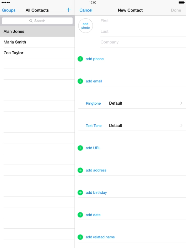 Press First and key in the first name.