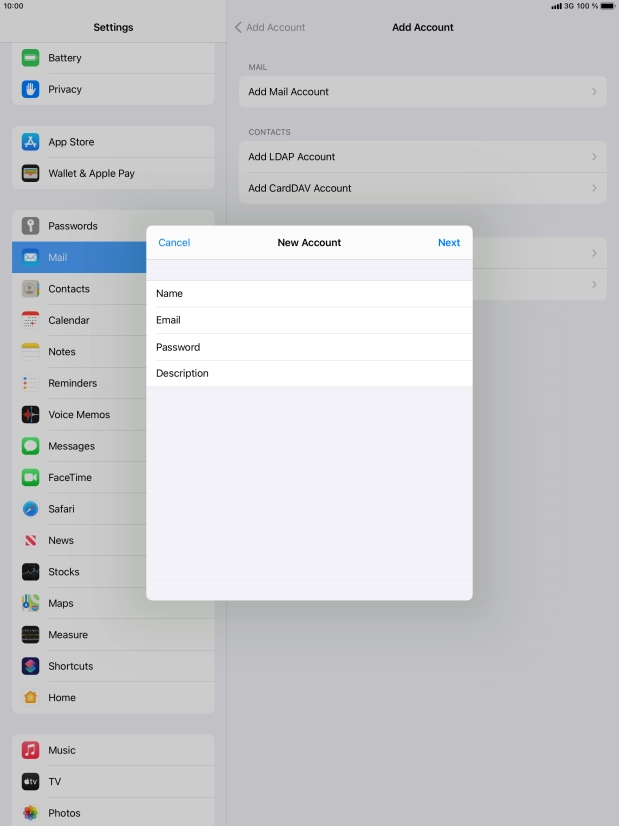 Press Description and key in the required name.
