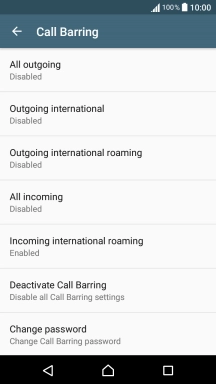Press the required barring type.