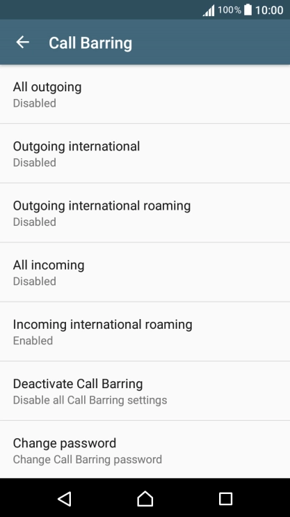 Press the required barring type.