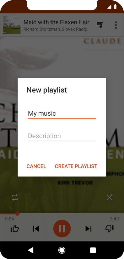 Key in a name for the playlist and press CREATE PLAYLIST.