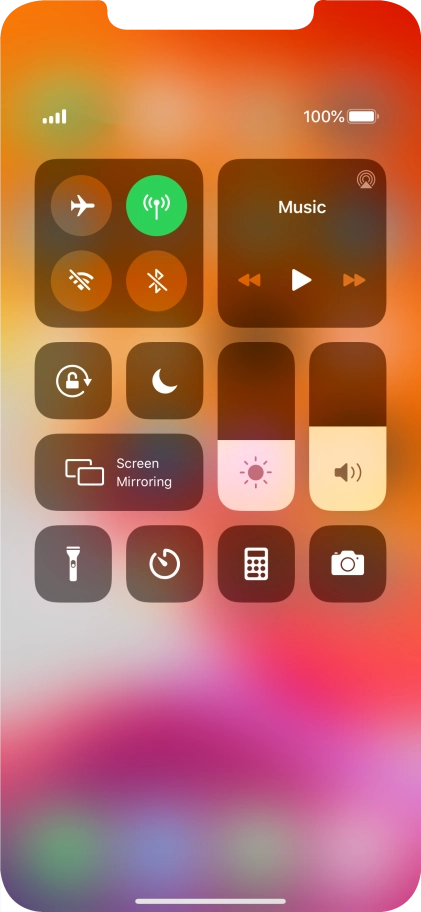 Press the flight mode icon to turn the function on or off.
