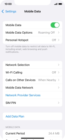 Press Mobile Data Options.