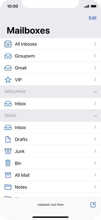 Press the required email account.