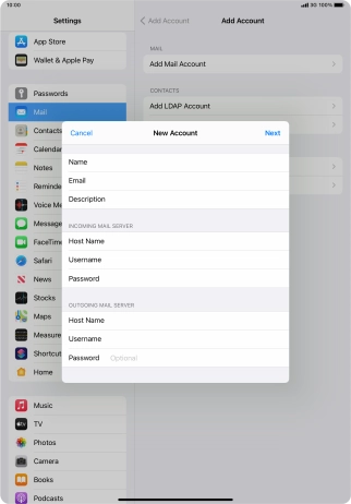Press Password and key in the password for your email account. Please note that if you're using Vodafone's outgoing server, leave the password field empty.