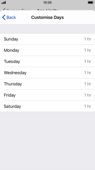 Press the required days.