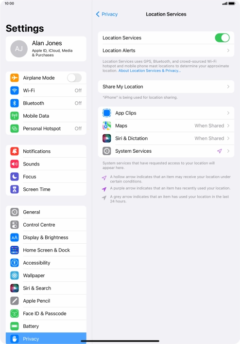Press the required application.