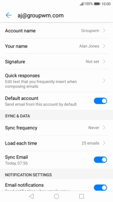 Press Your name and key in the required sender name.