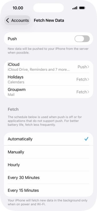 If you turn off the function, press the required setting.