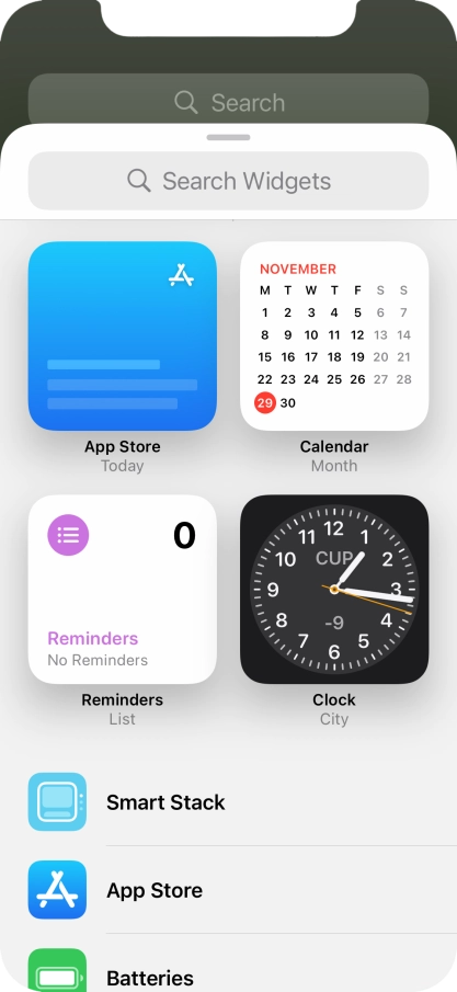 Press the required widget.