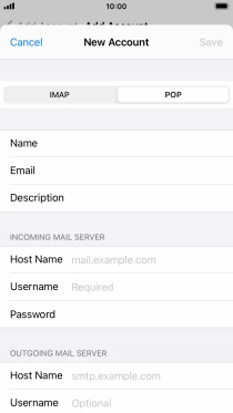 Press Host Name and key in the name of your email provider's incoming server.