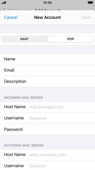Press Host Name and key in the name of your email provider's incoming server.