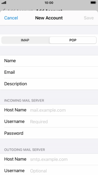 Press Host Name and key in the name of your email provider's incoming server.