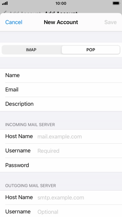 Press Host Name and key in the name of your email provider's incoming server.