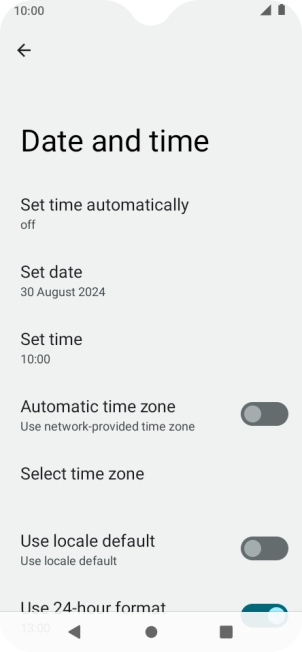Press Set time automatically.