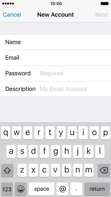 Press Password and key in the password for your email account.