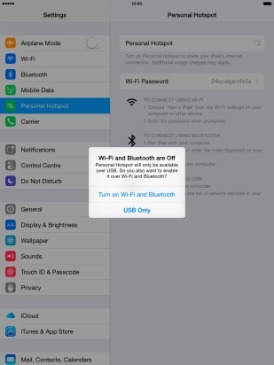 Press Turn on Wi-Fi and Bluetooth.