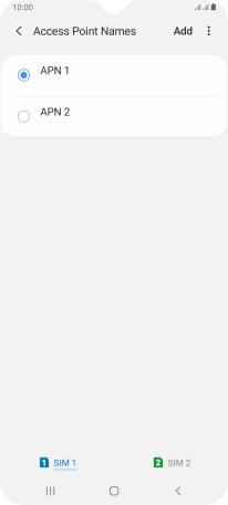 Press the field next to the data connection to activate it.