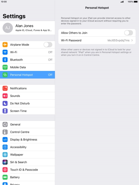 Press Wi-Fi Password and key in the required password.