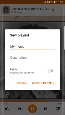Key in a name for the playlist and press CREATE PLAYLIST.