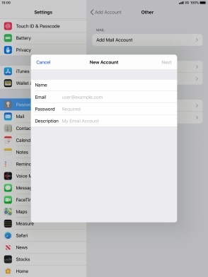 Press Email and key in your email address.