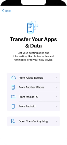 Press Don't Transfer Anything and follow the instructions on the screen to finish the activation.