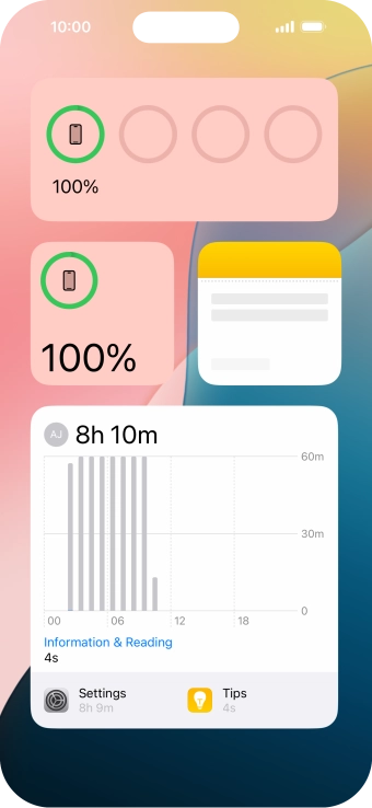 Slide your finger up or down on the screen to see more widgets.