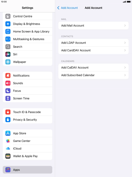 Press Add Mail Account.