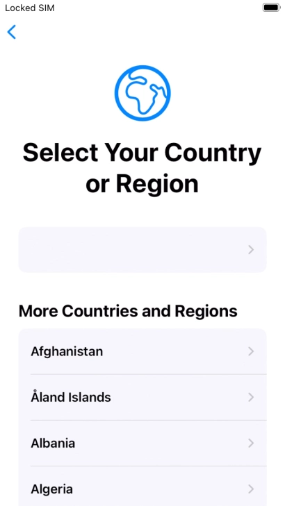 Press the required country or area.