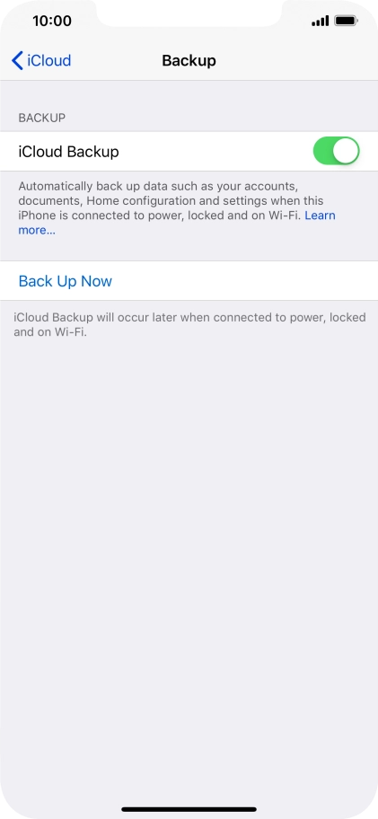 Press Back Up Now and wait while the phone memory is backed up.