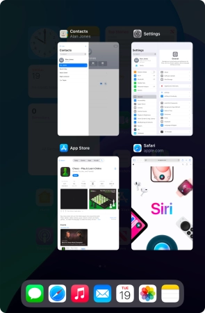 Slide upwards on the required application to end it.