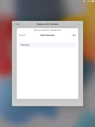 Key in the password for the Wi-Fi network and press Join.