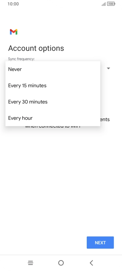 Press the required setting.