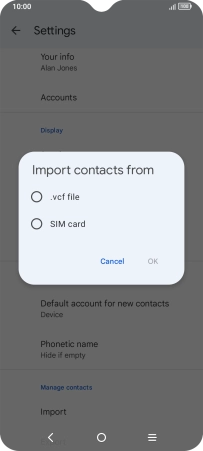 Press the name of the SIM.