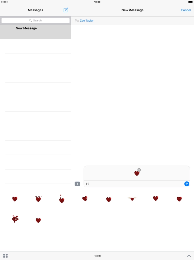 Press the send icon when you've finished your iMessage.