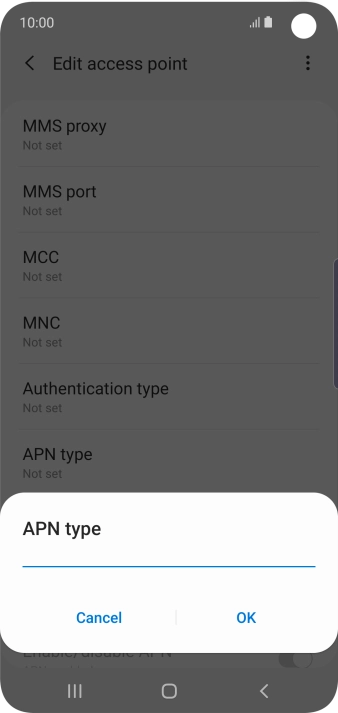 Key in default and press OK.