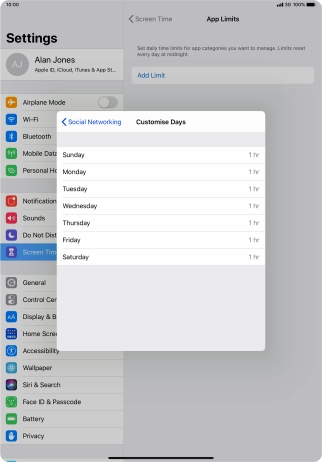 Press the required days.
