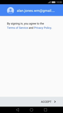 Press ACCEPT and follow the instructions on the screen to select settings for your Google account.