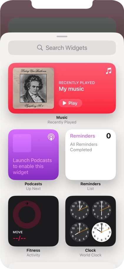 Press the required widget.