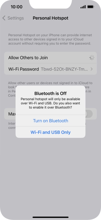 If Wi-Fi is turned on, press Wi-Fi and USB Only.