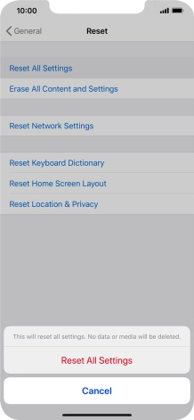 Press Reset All Settings.