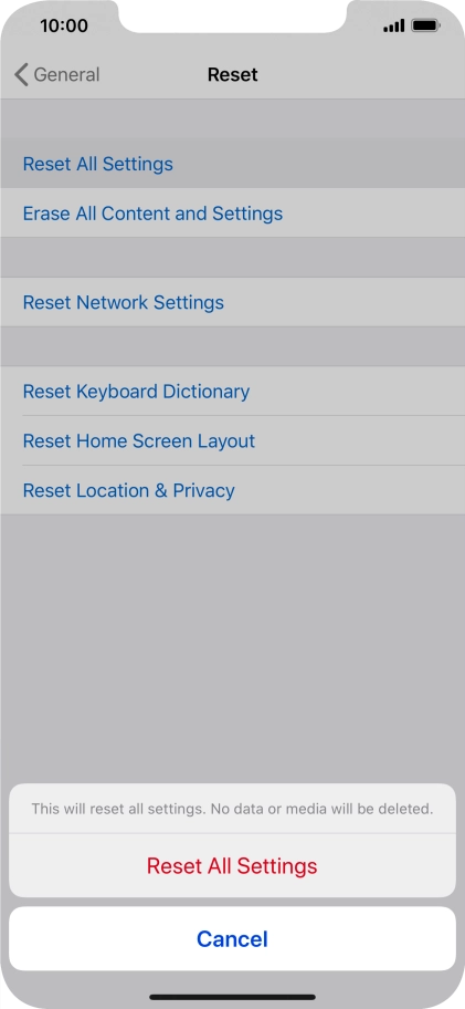Press Reset All Settings.