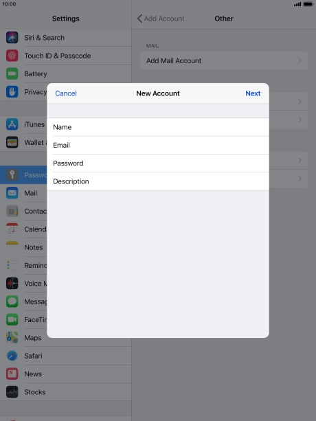 Press Description and key in the required name.