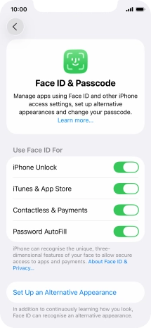 Press the indicators next to the required settings to turn them on or off.
