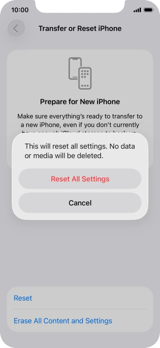 Press Reset All Settings.
