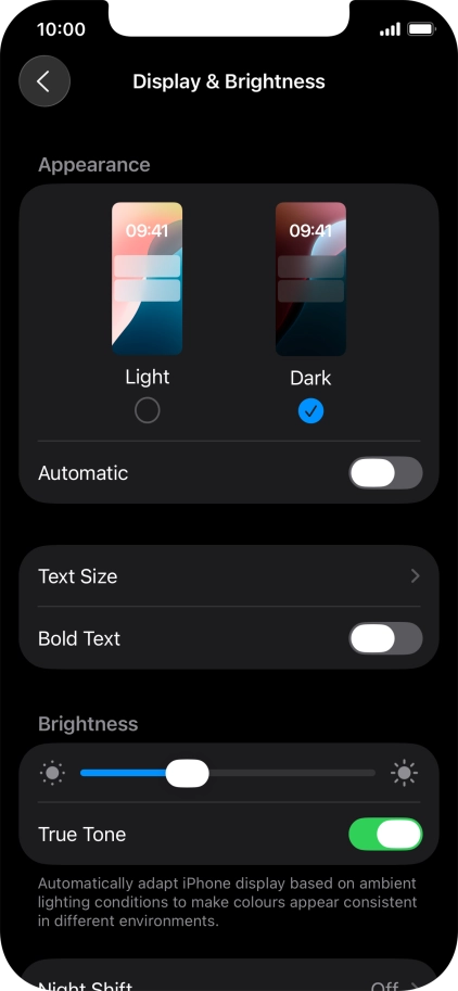 Press the indicator next to 