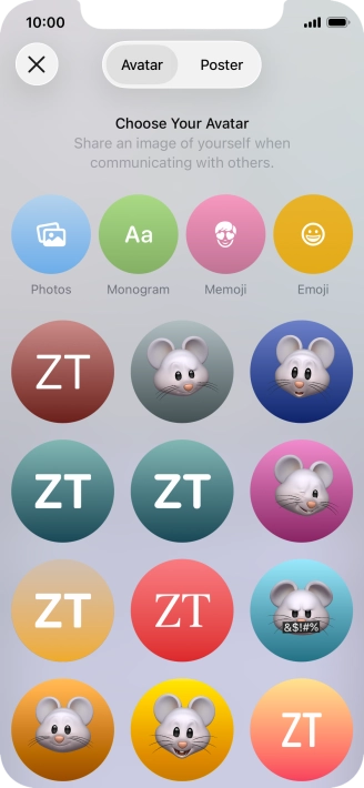 Press the required category and follow the instructions on the screen to select and save the required picture to your Contact Poster.