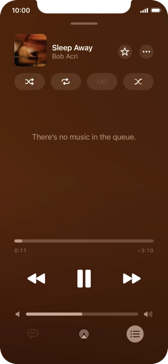 Press the shuffle icon to turn the function on or off.
