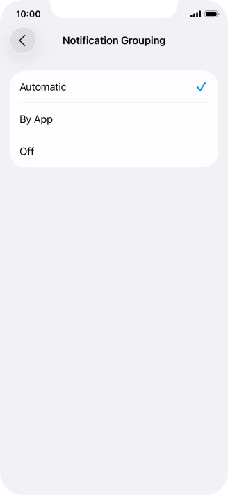 Press the required setting.
